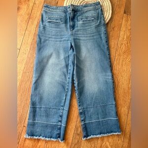 Talbots Women’s Wide Leg Crop Trouser Straight Leg Jeans with Frayed Hems